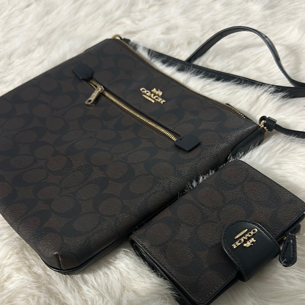 Coach Brown Crossbody Bag and Wallet Set